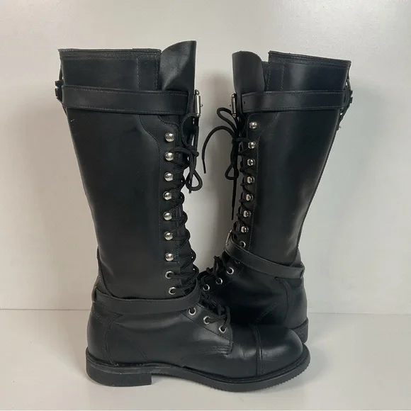Vintage Harley Davidson Lace Up Motorcycle Boots 8 M USA Made Go-Go